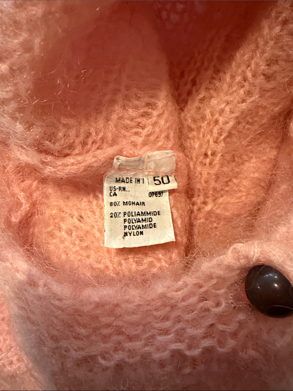 United Colors of Benetton Peach-Pink Cable Knit Button Cardigan - size 50 - Picture 3 of 9